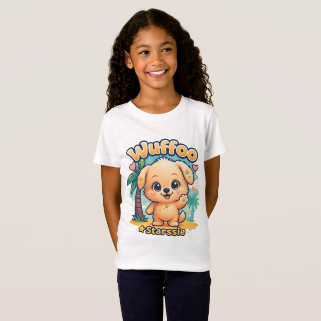 Camiseta Wuffoo Starssie Kawaii Puppy Tropical Island (Frente Completa)
