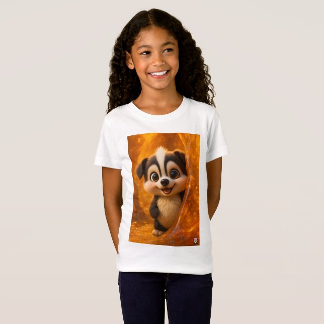 Camiseta Wuffoo Surffie Cute Kawaii Puppy Amber (Frente Completa)