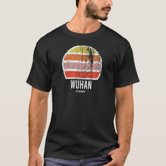Camiseta Wuhan China Abstrato Vintage Sunset Souvenir