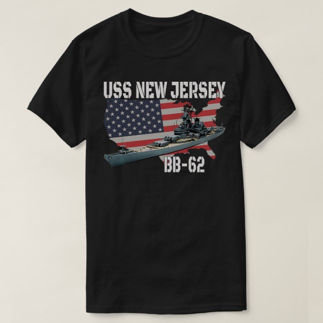 Camiseta WW2 American Battleship USA New Jersey BB62 Warshi (Frente do Design)