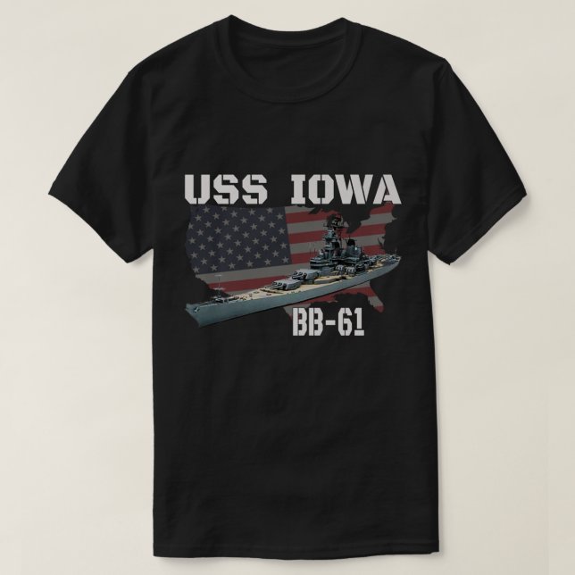 Camiseta WW2 American Battleship USS Iowa Warship BB- 61 Ve (Frente do Design)