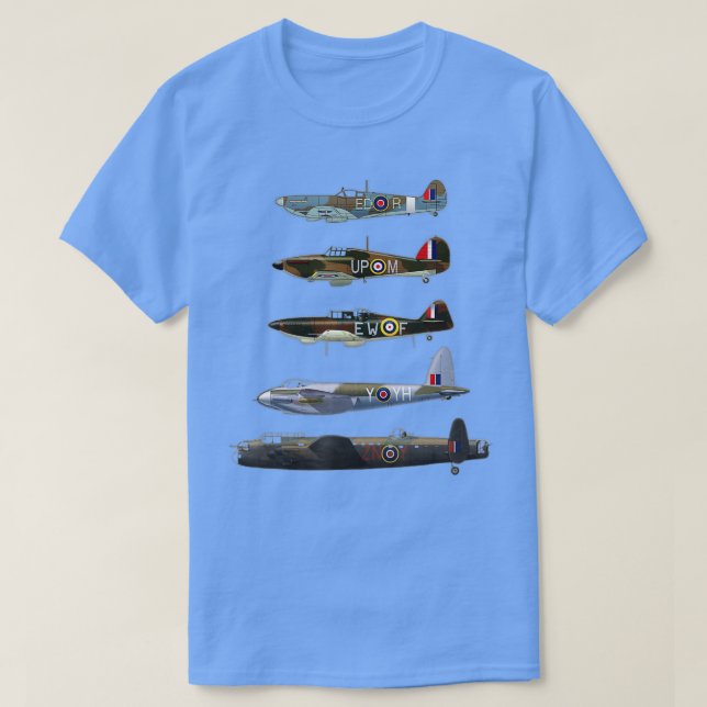 Camiseta WW2 Aviões de Guerra Britânicos Lancaster Plane Sp (Frente do Design)