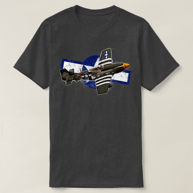 Camiseta WW2 Aviões de guerra P51 Mustang 1 (Frente do Design)