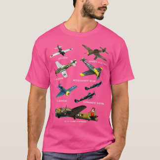 Camiseta WW2 Planes Warbird P51 Mustang Spitfire Messersch