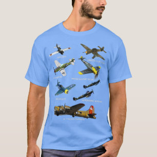 Camiseta WW2 Planes Warbird P51 Mustang Spitfire Messersch