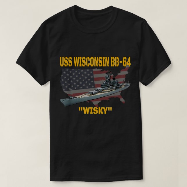 Camiseta WW2 Ship & Korea War Battleship USS Wisconsin BB- (Frente do Design)
