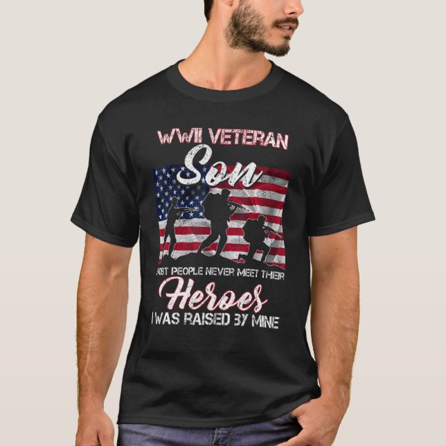 Camiseta WWII Veteran Son Most People Never Meet Their Hero (Frente)