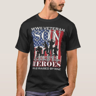 Camiseta Wwii Veteran Son Proud Pai Mãe Nós Bandeira T-Shir