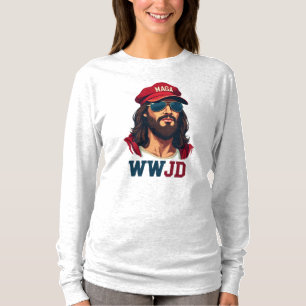 Camiseta WWJD - Jesus Republicano no Chapéu MAGA