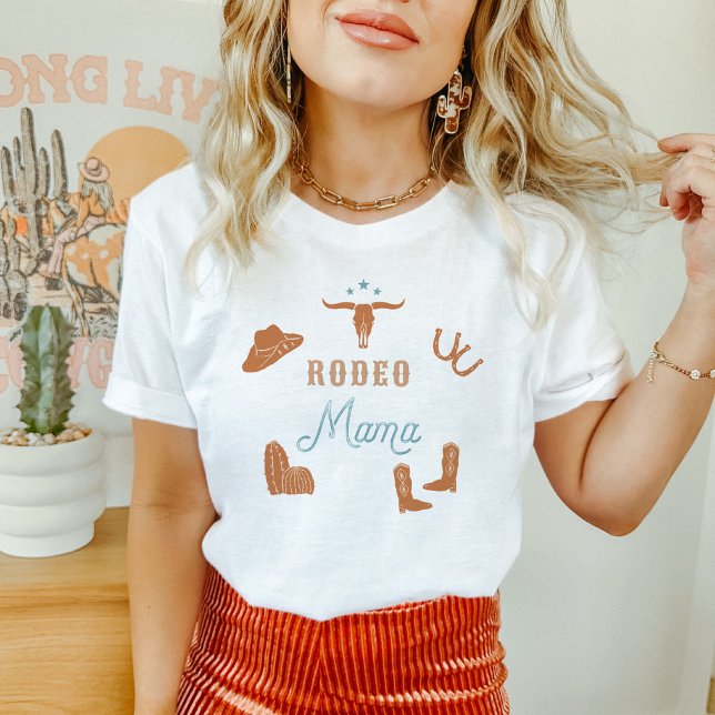 Camiseta WYNONA Orange & Teal Cowgirl Rodeo Mama (Criador carregado)