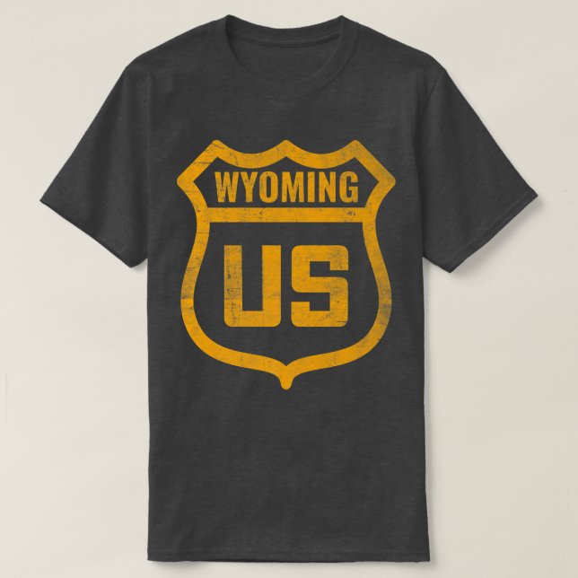 Camiseta Wyoming - Estrada dos EUA com um olhar caseiro afo (Frente do Design)