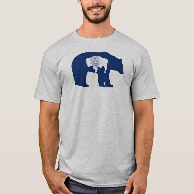 Camiseta Wyoming Flag Bear (Frente)