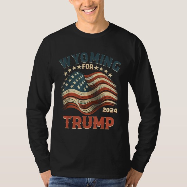 Camiseta Wyoming for Trump 2024 usa flag (Frente)