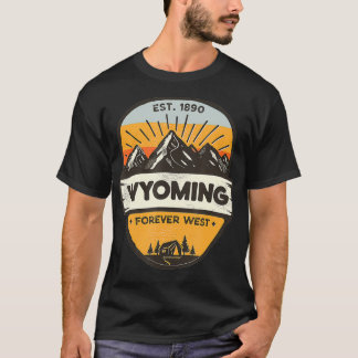 Camiseta Wyoming Forever West, Vintage Retro Mountain Campi
