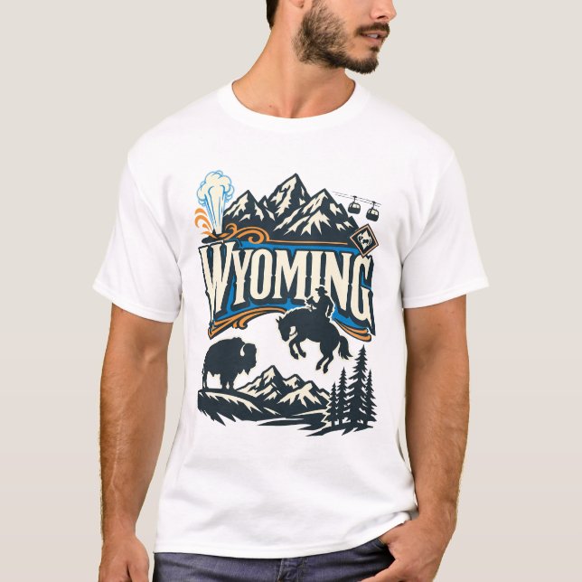 Camiseta Wyoming State Heritage Yellowstone Teton Art (Frente)