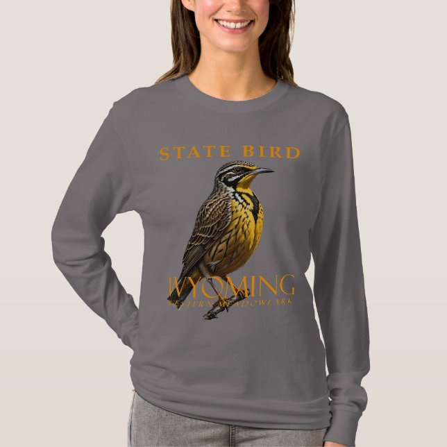 Camiseta Wyoming Territory Bird, West Meadowlark (Frente)