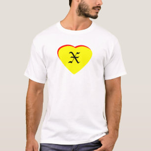 Camiseta "X" Casamento Vermelho Amarelo Coração Convite ao
