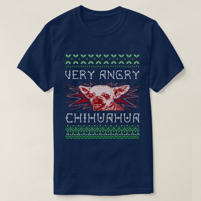 Camiseta "X-Mas feio engraçado da chihuahua muito irritada" (Frente do Design)