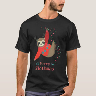 Camiseta X Mas Sloth Reindeer Moose Fada Fada Ornamento Lev