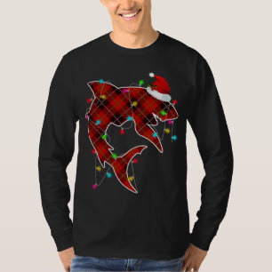 Camiseta X-Mas Tubarão Oceano Oceano Pescado Luzes de Natal