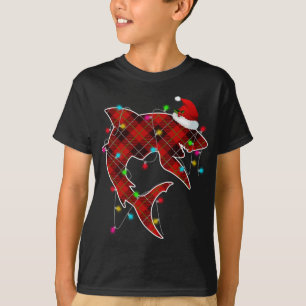 Camiseta X-Mas Tubarão Oceano Oceano Pescado Luzes de Natal