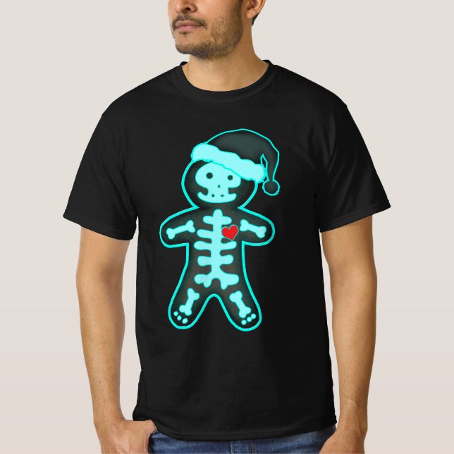Camiseta X-Ray Gingerpão Homem Skeleton Enfermeira de Natal (Frente)