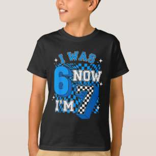 Camiseta Xadrez azul era 6 7 engraçado 67 menino aniversari
