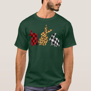 Camiseta Xadrez branca-negra-vermelha-leopardo-Páscoa coelh
