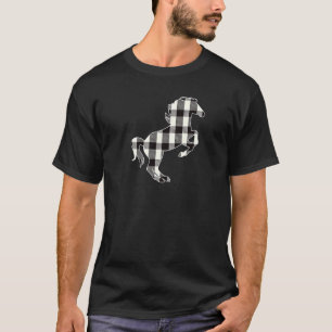 Camiseta Xadrez Búfalo Branca e Negra Lumberjack Horse Chri