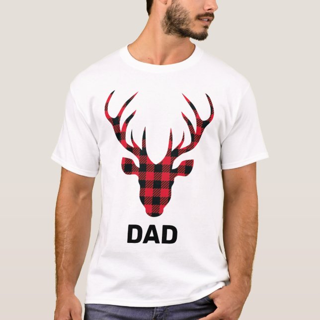 Camiseta Xadrez Buffalo Deer Head Family (Frente)