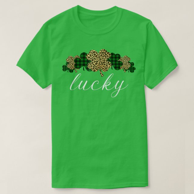 Camiseta Xadrez Buffalo Leopard Shamrock Clover Lucky Rua P (Frente do Design)