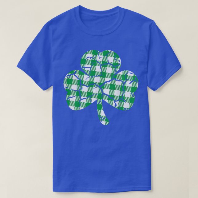 Camiseta Xadrez Buffalo Lucky Clover Shamrock Rua D de Patr (Frente do Design)