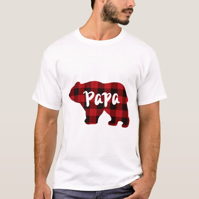 Camiseta Xadrez Clássica de Búfalo Vermelho e Negro (Frente)