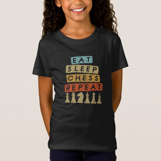 Camiseta Xadrez - Comer Dormir Xadrez Repetir (Frente)