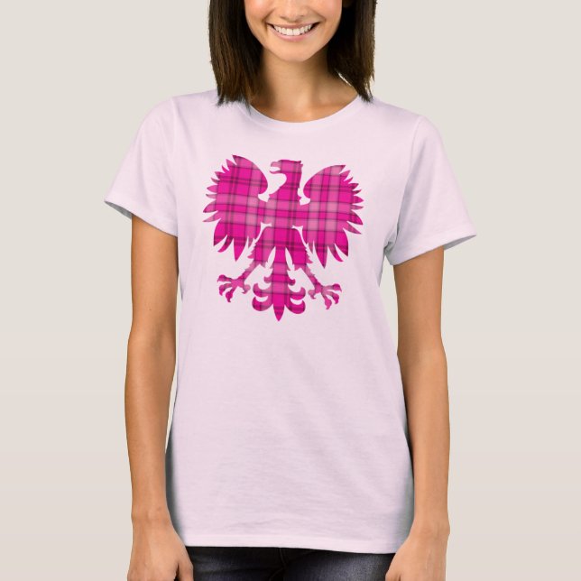 Camiseta Xadrez cor-de-rosa polonesa Eagle (Frente)