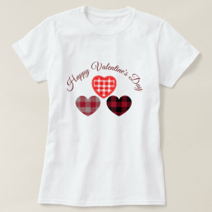 Camiseta Xadrez Coração Fofo Dia dos Namorados Fel