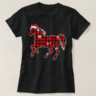 Camiseta Xadrez de Búfalo de Cavalo Papai Noel Natal Corres
