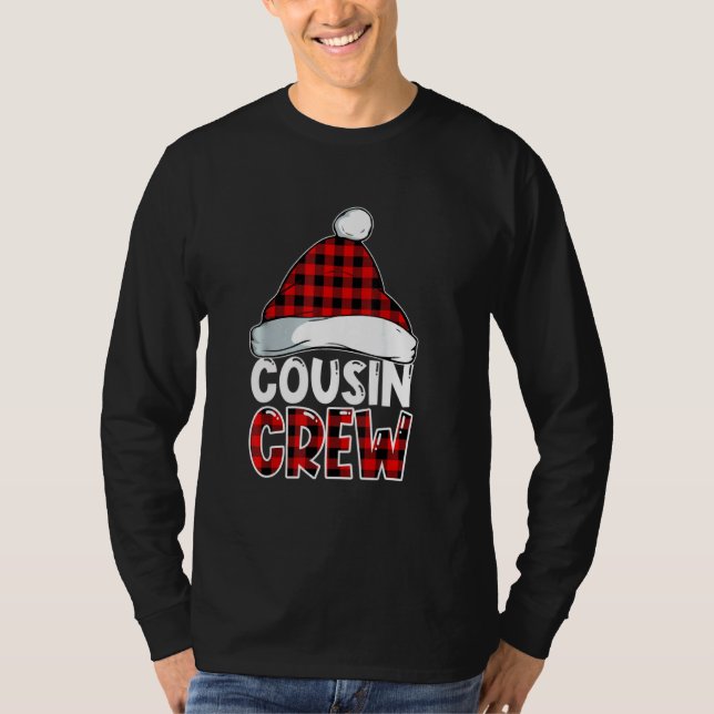Camiseta Xadrez de Búfalo Vermelho Santa Hat Cousin Crew Fa (Frente)