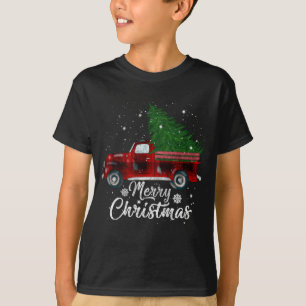 Camiseta Xadrez de Buffalo Árvore de Natal Red Truck Cos