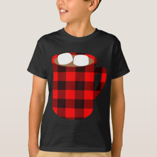 Camiseta Xadrez de Buffalo, Copa de Cacau Quente, com o Mar