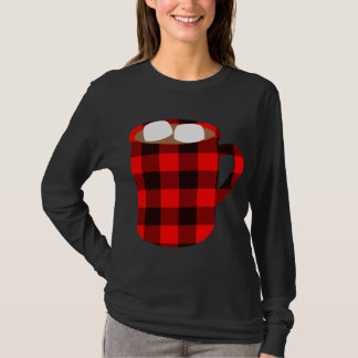 Camiseta Xadrez de Buffalo, Copa de Cacau Quente, com o Mar