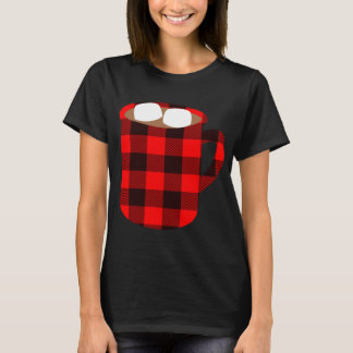 Camiseta Xadrez de Buffalo, Copa de Cacau Quente, com o Mar