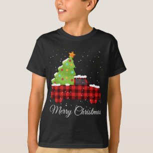 Camiseta Xadrez de Buffalo Feliz Caminhão Vermelho de Natal