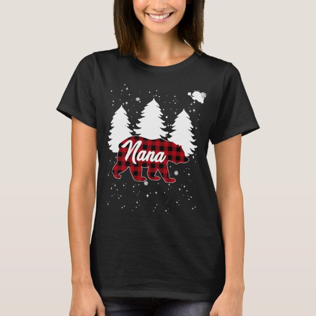 Camiseta Xadrez de Buffalo Nana Bear Árvore de Natal Pajama (Frente)
