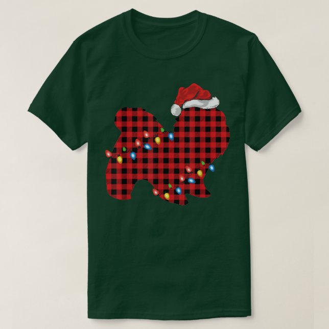 Camiseta Xadrez de Buffalo Santa Hat Shih Tzu Natal (Frente do Design)
