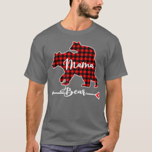 Camiseta Xadrez de Buffalo Vermelho, Mamã Ursa Diversão Dia