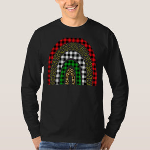 Camiseta Xadrez de Buffalo Xadrez Leopardo Rainbow Xmas