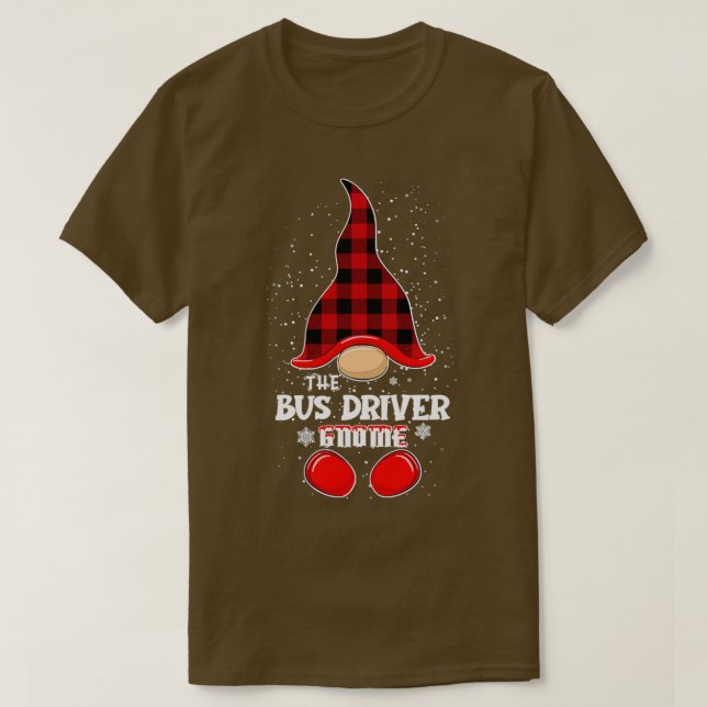 Camiseta Xadrez de Bus Driver Gnome Buffalo (Frente do Design)