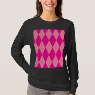 Camiseta Xadrez de Diamantes Harlequim Rosa Claro e Escuro