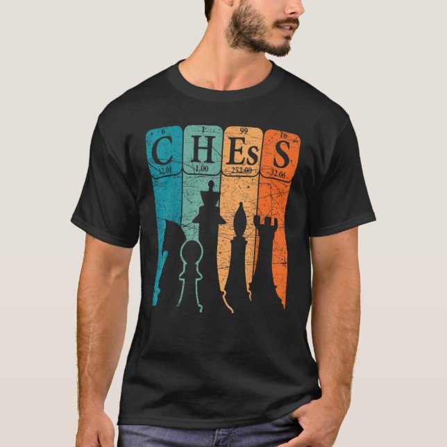 Camiseta Xadrez de Elementos de Mesa Periódicos Jogador de  (Frente)